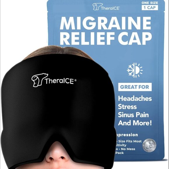 Brand New TheraICE Migraine Relief Cap, Soothing Headache Hat Ice Pack Mask - Picture 2 of 6